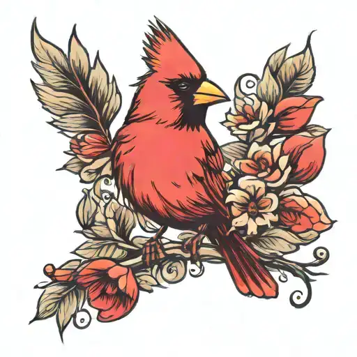 red cardinal tattoo design idea