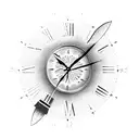 dove with clock, sun rays, clouds, and 71 in Roman numerals  tattoo design idea