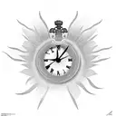 dove with clock, sun rays, clouds, and 71 in Roman numerals  tattoo design idea