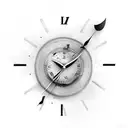 dove with clock, sun rays, clouds, and 71 in Roman numerals  tattoo design idea