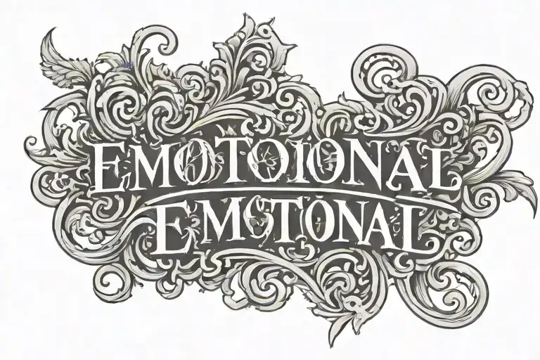 text that just  says "Emotional" in old English font  tattoo design idea