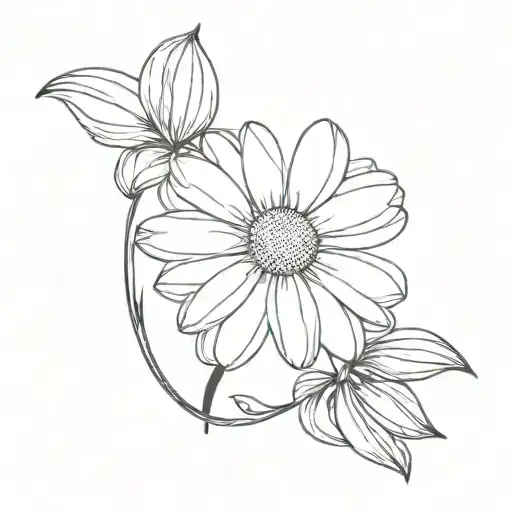 Incorporate a blooming daisy (April birth flower) with the name 'Declan' intertwined in the stem tattoo design idea
