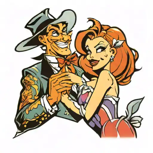roger and Jessica rabbit tattoo design idea