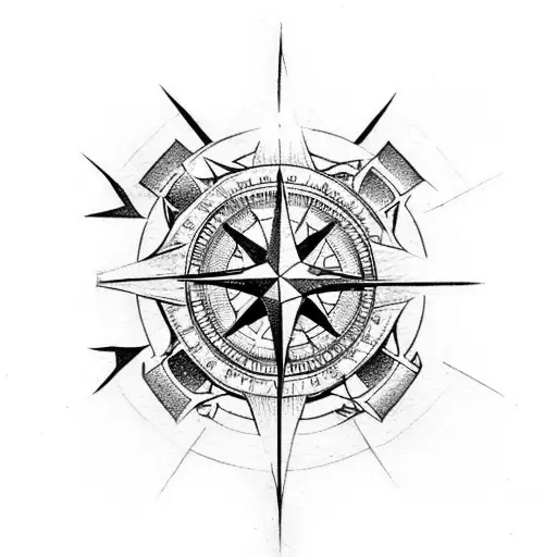 A compass from dungeons and dragons and signs of adventure tattoo design idea