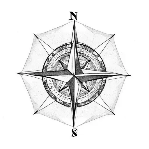 A compass on a d20 tattoo design idea