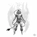 half merman, half scuba diver tattoo design idea