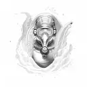 half merman, half scuba diver tattoo design idea