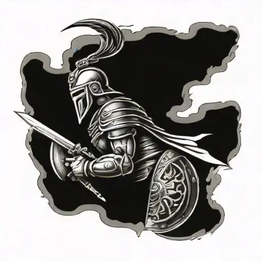 Incorporate engineering symbols and tools into a tattoo of an ancient warrior in battle tattoo design idea