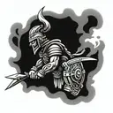 Incorporate engineering symbols and tools into a tattoo of an ancient warrior in battle tattoo design idea