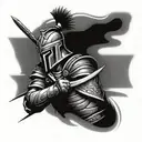 Incorporate engineering symbols and tools into a tattoo of an ancient warrior in battle tattoo design idea