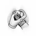 A blackwork tattoo of a police officer's hand holding a small animal, symbolizing loyalty and humility tattoo design idea