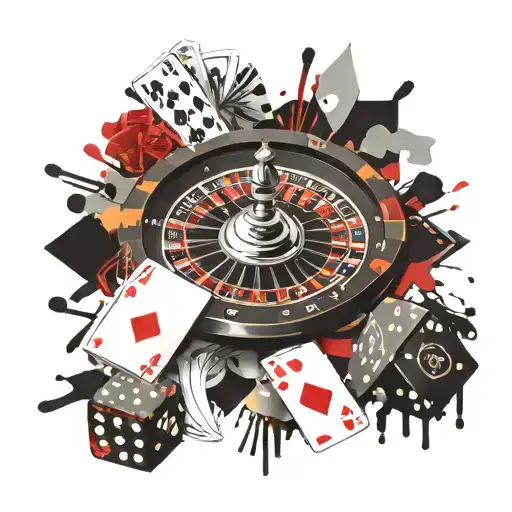 4 cards dice roulette table with cash tattoo design idea