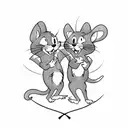 Tom and Jerry doing synchronized weightlifting tattoo design idea