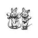 Tom and Jerry doing synchronized weightlifting tattoo design idea