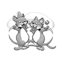 Tom and Jerry doing synchronized weightlifting tattoo design idea