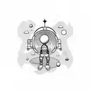 Astronaut floating in zero gravity inside a flying saucer tattoo design idea