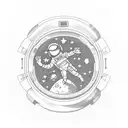 Astronaut floating in zero gravity inside a flying saucer tattoo design idea