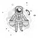 Astronaut floating in zero gravity inside a flying saucer tattoo design idea