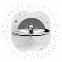 Astronaut floating in zero gravity inside a flying saucer tattoo design idea