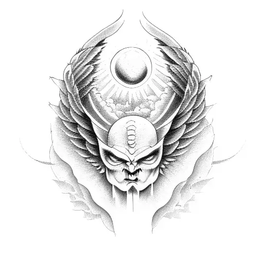 yin and yang angel and devil wings tattoo design idea