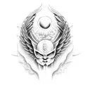 yin and yang angel and devil wings tattoo design idea