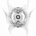 yin and yang angel and devil wings tattoo design idea