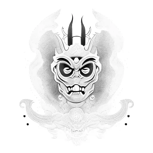 mascara de oni tattoo design idea