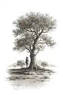 olive tree daughter shadow walking tattoo design idea