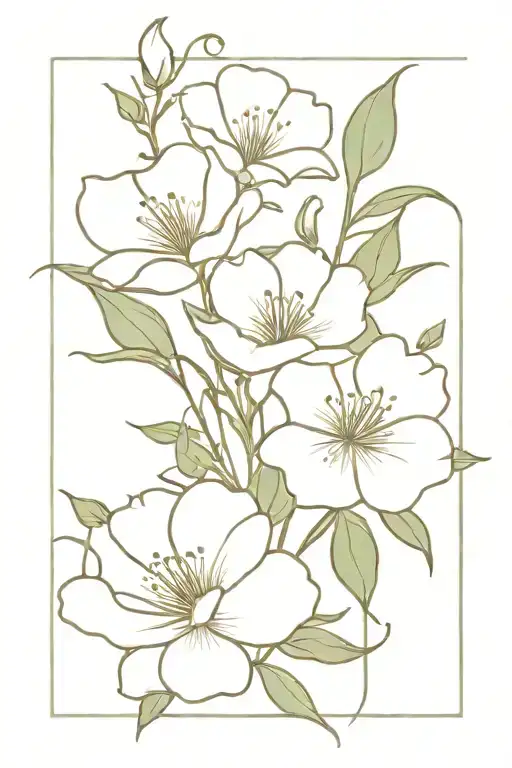 sweet pea, morning glory, peony bouquet tattoo design idea