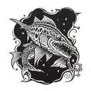 barracuda fish zombie tattoo design idea