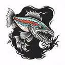 barracuda fish zombie tattoo design idea