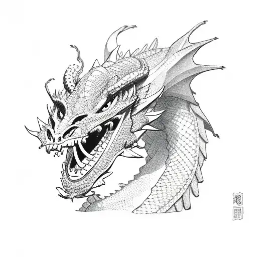 dragon under moonlight tattoo design idea