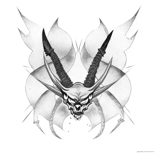 underboobs with satan sigil tattoo design idea