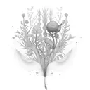 A stack of books with intricate botanical illustrations growing out from between the pages tattoo design idea