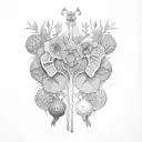 A stack of books with intricate botanical illustrations growing out from between the pages tattoo design idea