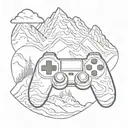 A sketch style tattoo of a video game controller morphing into a majestic mountain range tattoo design idea