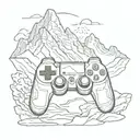 A sketch style tattoo of a video game controller morphing into a majestic mountain range tattoo design idea