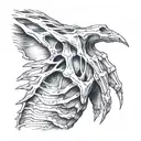 Claw marks across shoulder blade that show muscle and bone underneath tattoo design idea