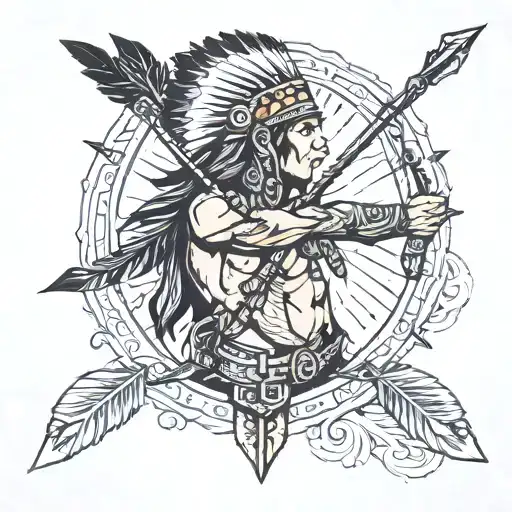 indian with arrow  tattoo design idea