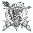 indian with arrow  tattoo design idea