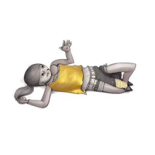 a little girl laying on her stomach tattoo design idea