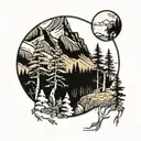 aspen trees growing out of a mountain landscape  tattoo design idea