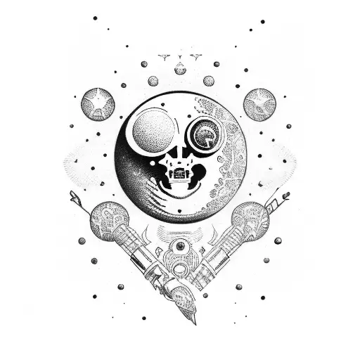 cosmonaut, mystic, magic tattoo design idea