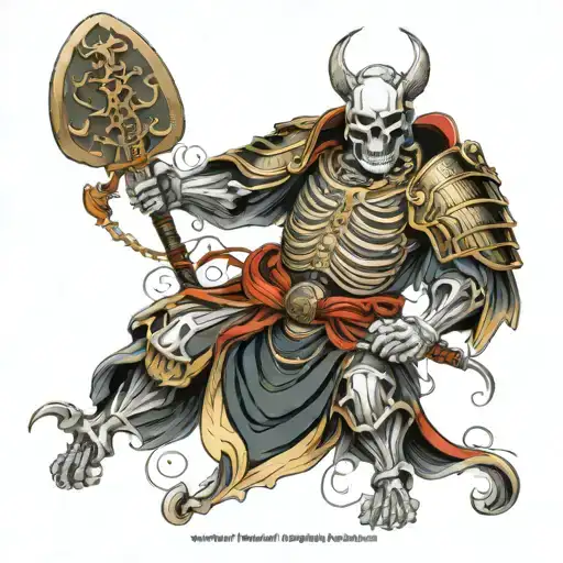 whole body armoured skeleton Samurai warrior tatto design, line art, white background, detailed, 8k, --v 4 --q 6 --s 750 tattoo design idea