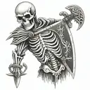 whole body skeleton warrior with shield and sword  tattoo design idea