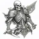 whole body skeleton warrior with shield and sword  tattoo design idea