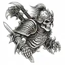 heavily armoured skeleton Samurai warrior tattoo design, line art, white background, detailed, 8k, --v 4 --q 2 --s 500 tattoo design idea