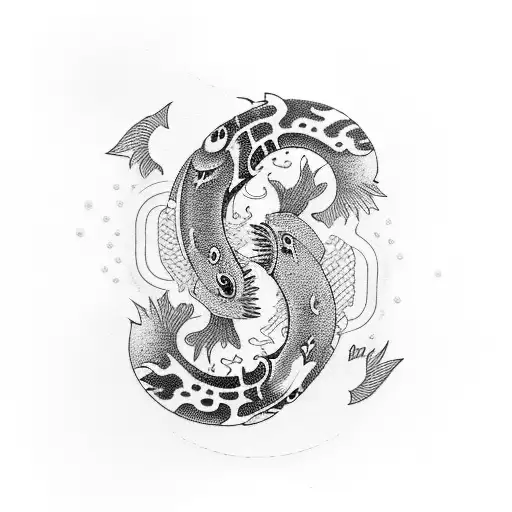 yin and Yang koi fish  tattoo design idea