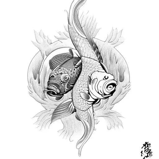 yin and Yang koi fish  tattoo design idea