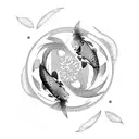 yin and Yang koi fish  tattoo design idea
